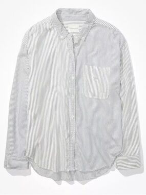 AE Striped Oversized Oxford Button-Up Shirt